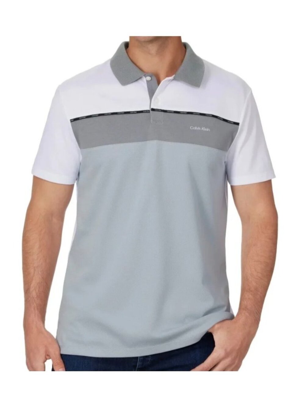 Calvin Klein Classic Fit Polo 2-Button Placket Shirt~Size M~Gray NWoT L15 14
